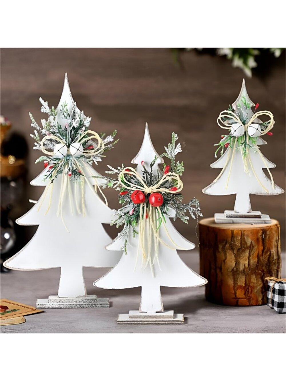 3 Pcs Christmas Trees Tabletop Decoration Pine Tree Tiered Tray Decoration